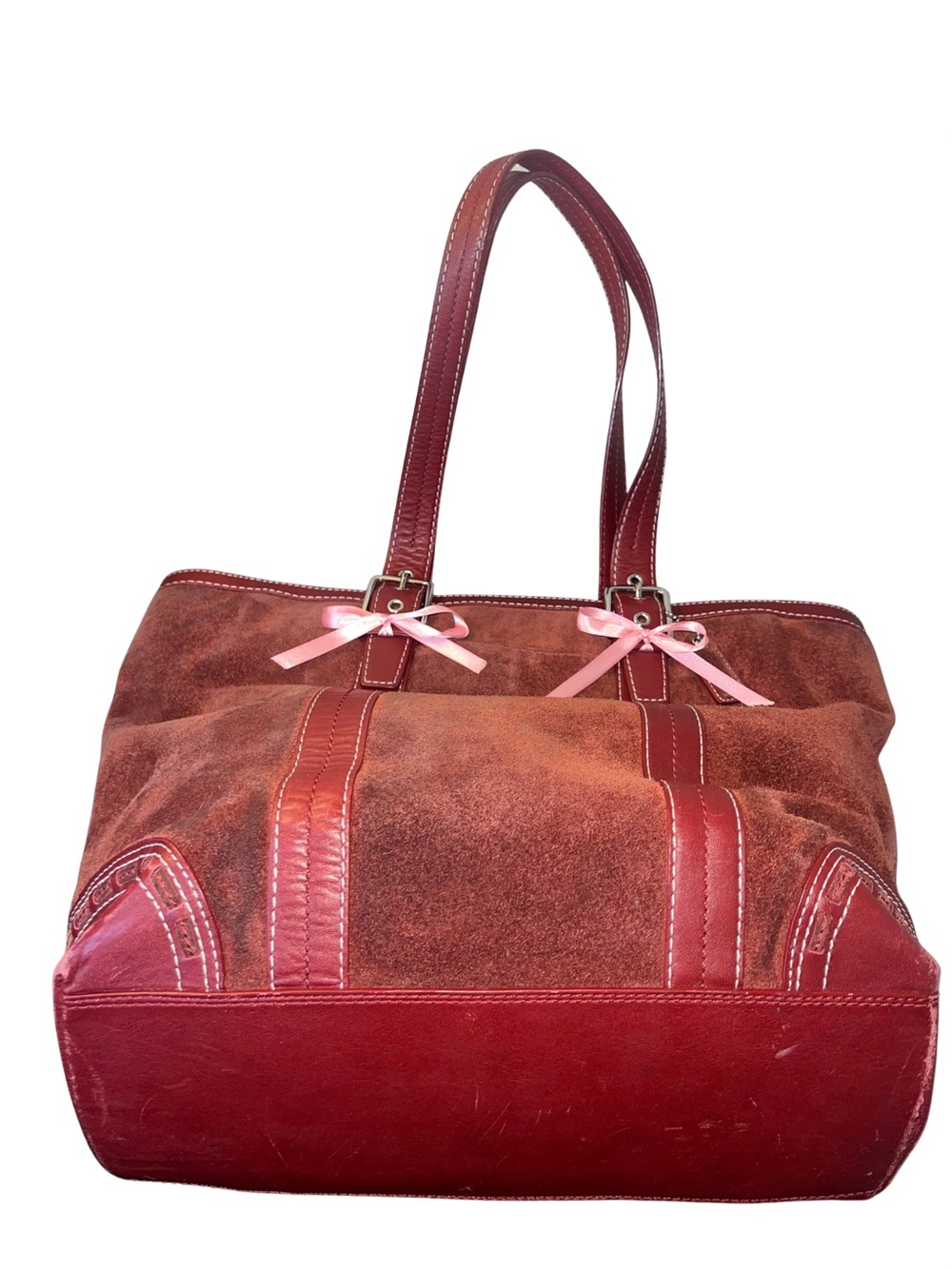 Coach Burgundy Suede Tote - Picture 6 of 15